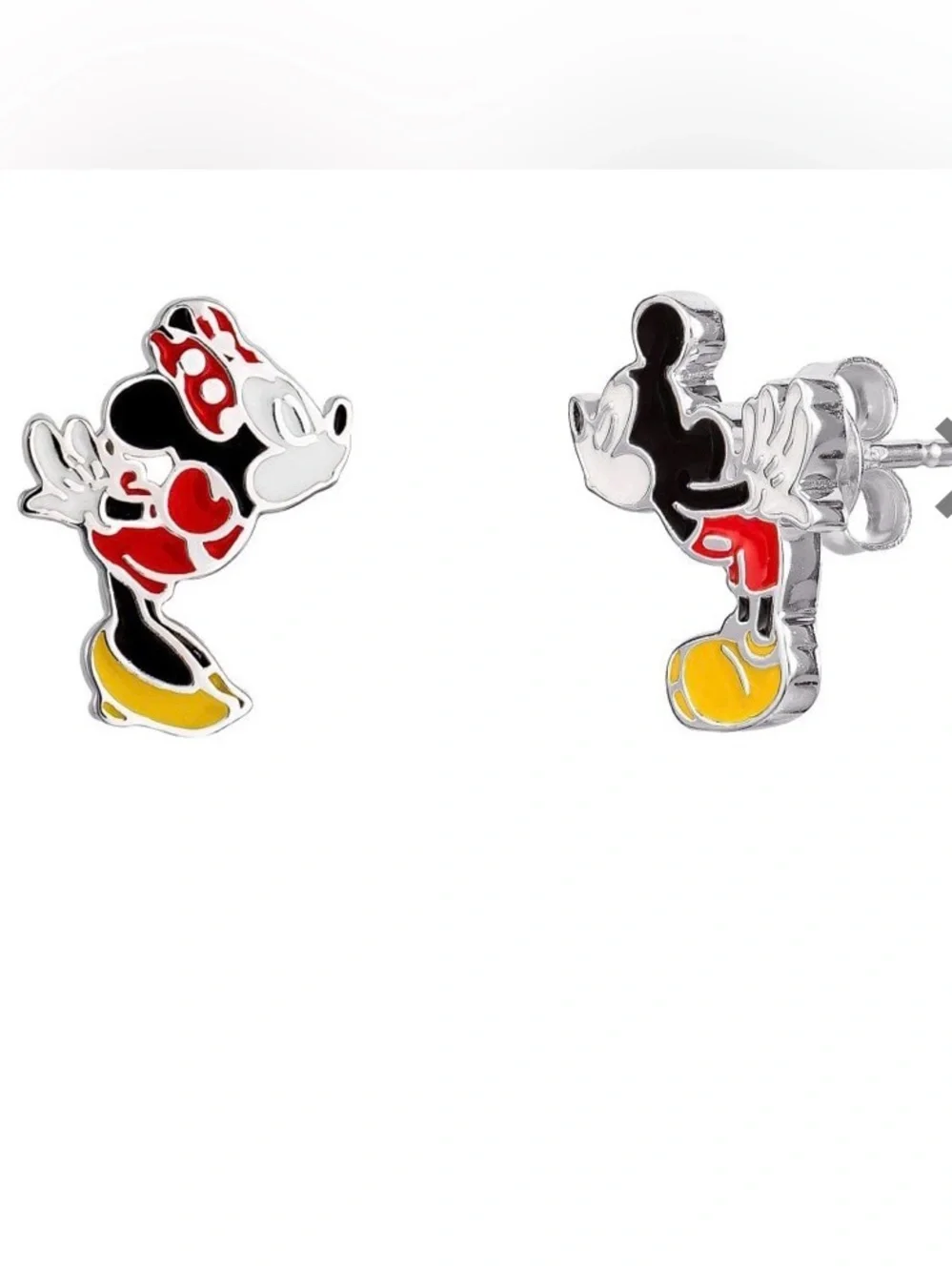 Disney Kissing Mickey & Minnie Mouse Enamel Stud Earrings NEW